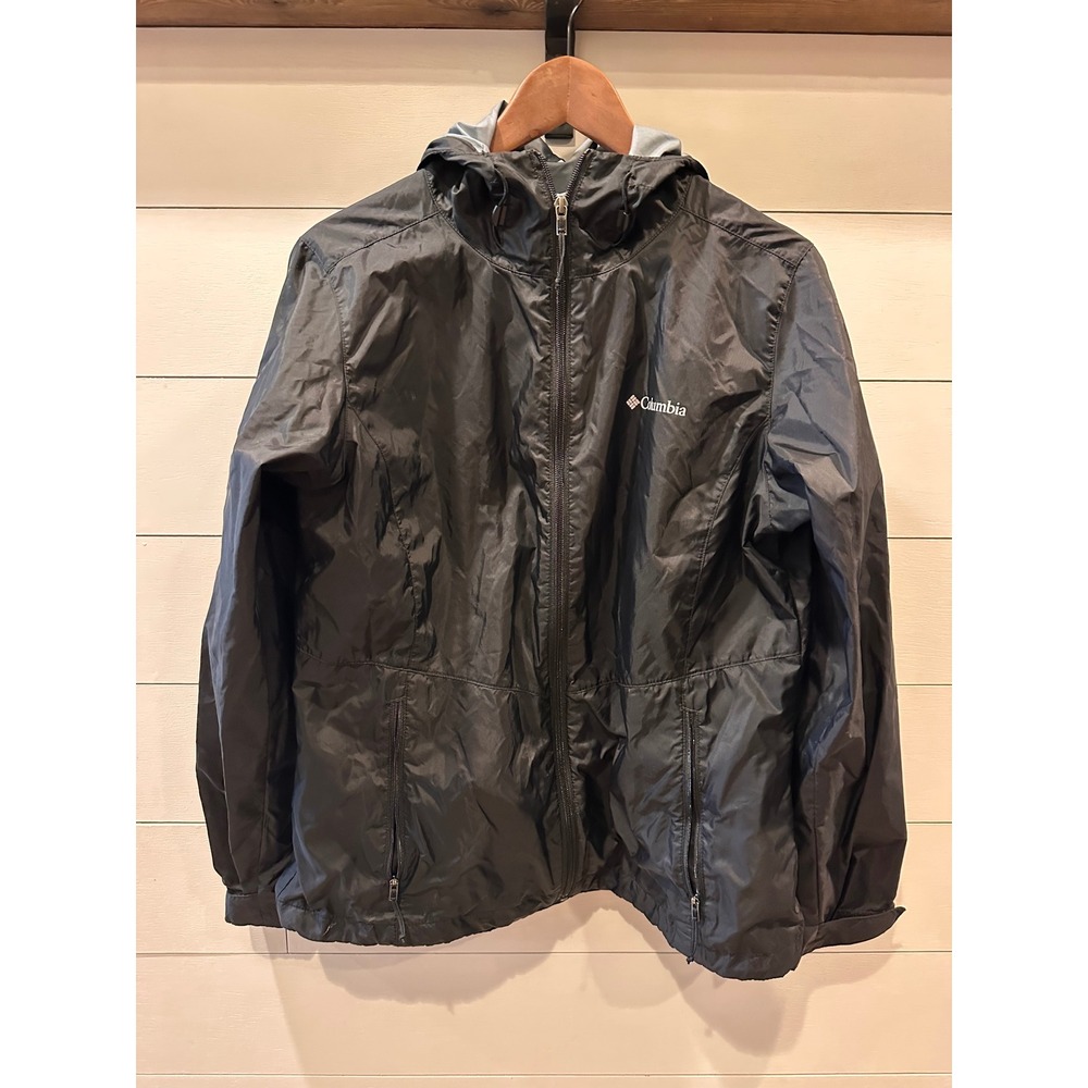 Columbia Womens Black Switchback Rain Jacket Hooded Windbreaker XL3134 Medium
